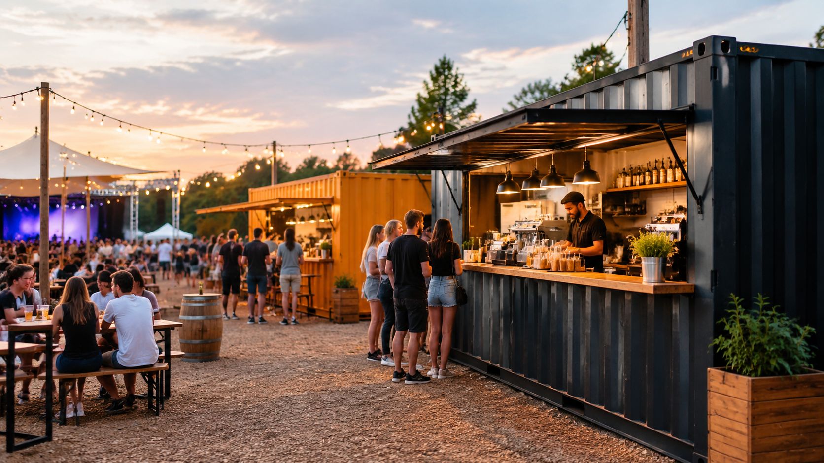 Strefy komercyjne i gastronomiczne w kontenerach